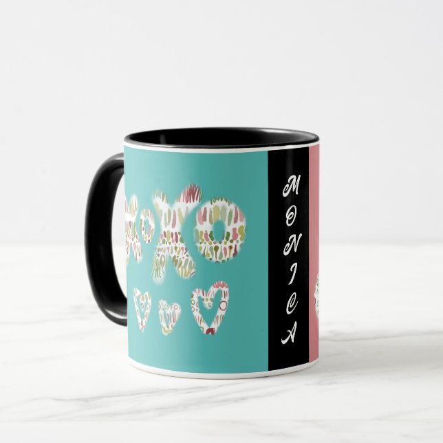 Taza Mug valentines xoxo su nombre alegría (Anverso izquierdo)