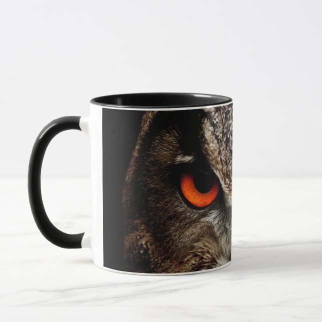 Taza Mug Wise Owl Bird Eyes Feather Wood Forest Field (Izquierda)