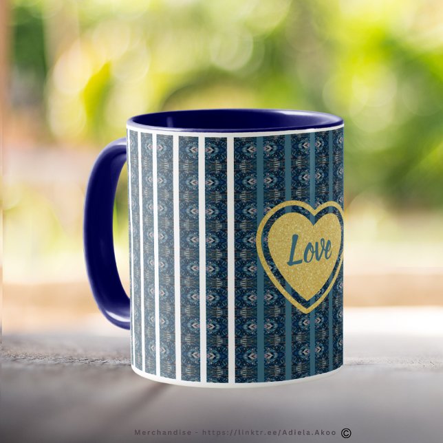 Taza Mugre azul a rayas del poeta Adiela Akoo (Blue Stripe Love Mug designed by Poet Adiela Akoo. Browse my store 4 more cool finds & gr8t buys now)