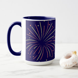 Taza Mugre azul de fuegos artificiales