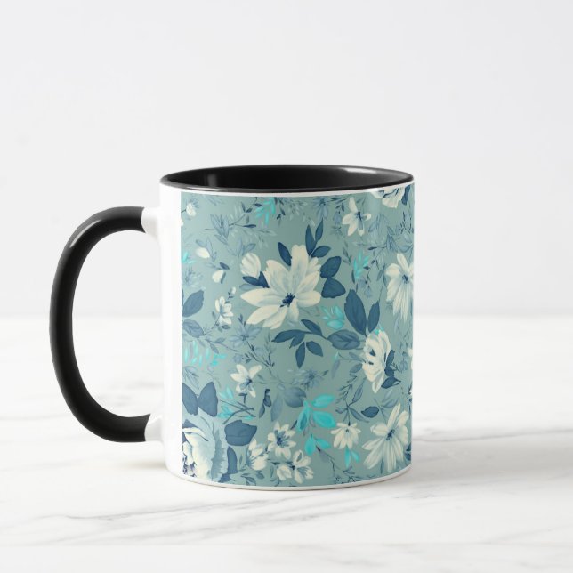 Taza Mugre cerámica azul floral (Izquierda)