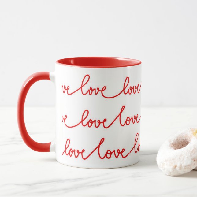 Taza Mugre de amor blanco rojo (Con donut)