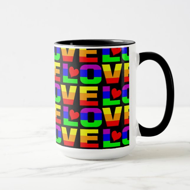 Taza Mugre de amor con arco iris - elegir estilo y colo (Derecha)