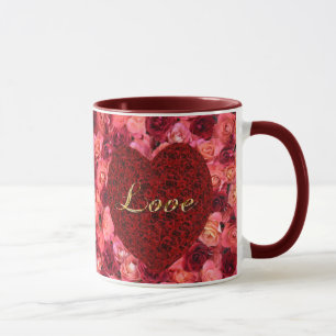 Taza Mugre de amor/San Valentín con rosas.