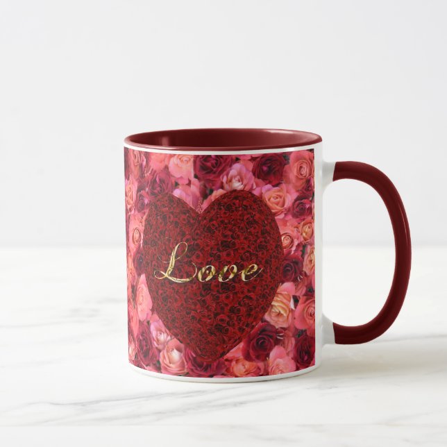 Taza Mugre de amor/San Valentín con rosas. (Derecha)