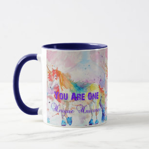 Taza Mugre de arte de color de arcoiris unicornio