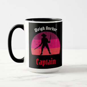 Taza Mugre de barco pirata rosado al atardecer