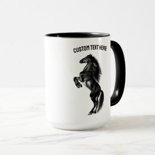 Taza Mugre de caballo erguido con texto y colores Perso