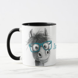 Taza Mugre de caballo personalizada con mano negra