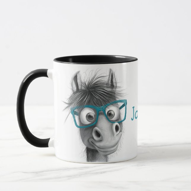 Taza Mugre de caballo personalizada con mano negra (Izquierda)