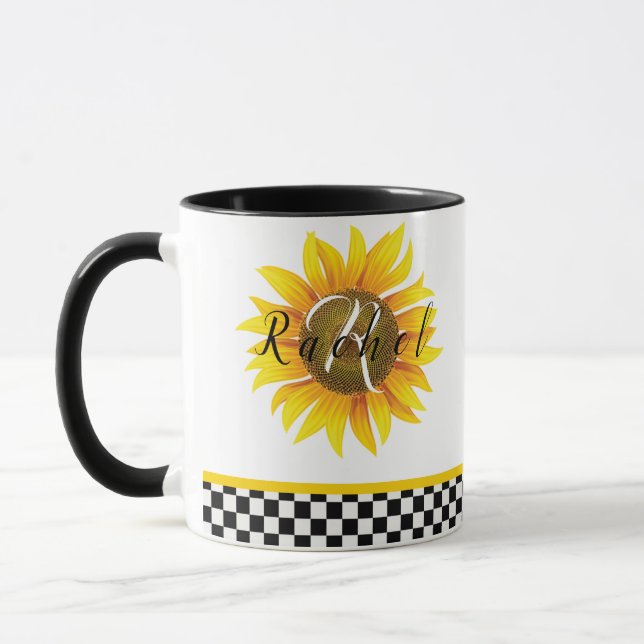 Taza Mugre de café con girasol personalizada (Izquierda)