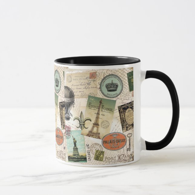 Taza Mugre de collage de vintage (Derecha)