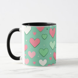 Taza Mugre de corazones verde pastel
