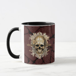 Taza Mugre de cráneo dorado con fondo de grano