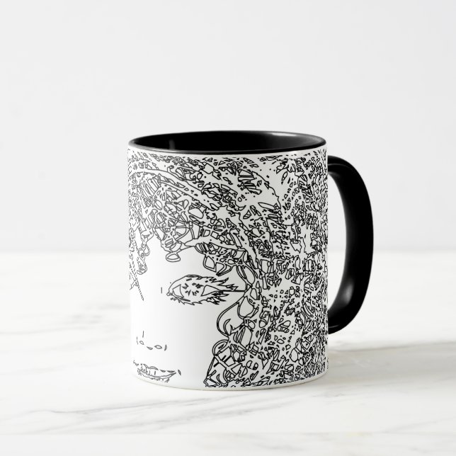 Taza Mugre de Creative Women Black White Fireworks (Anverso derecho)