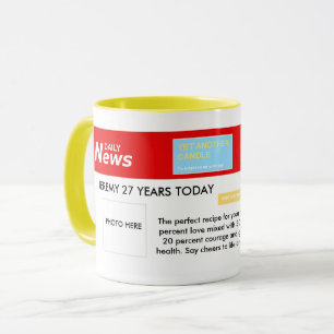 Taza Mugre de cumpleaños de noticias