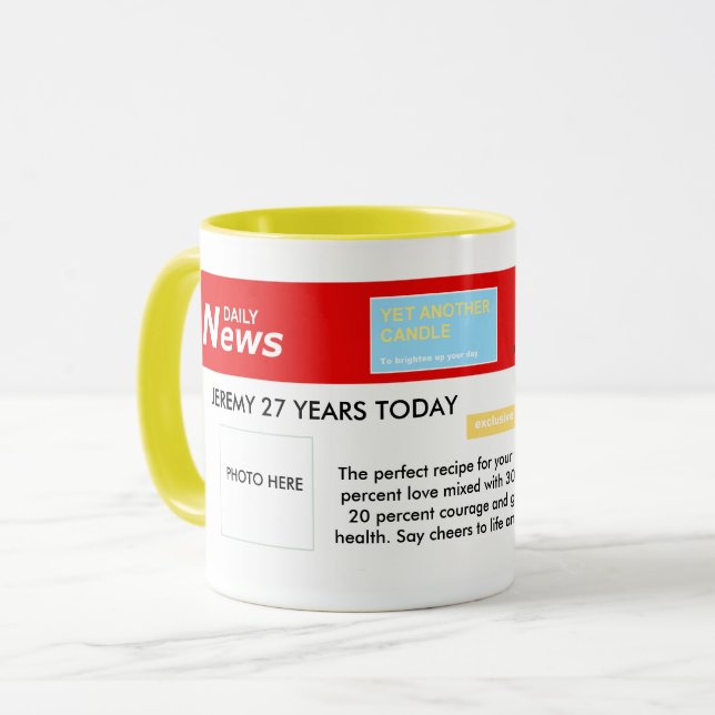 Taza Mugre de cumpleaños de noticias (Anverso izquierdo)