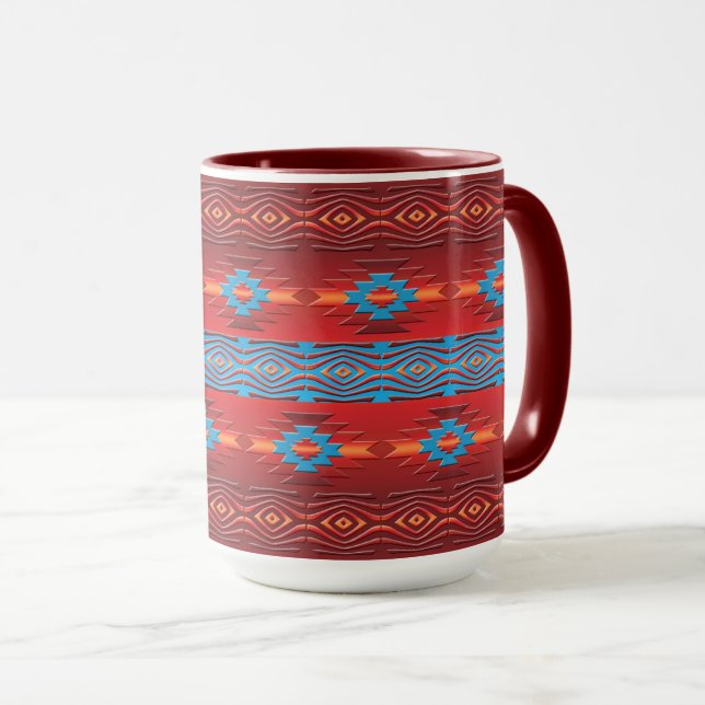 Taza Mugre de diseño geométrico del suroeste (Anverso derecho)