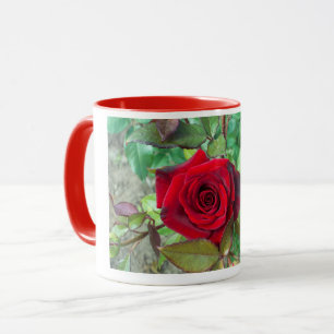 Taza Mugre de flor de rosa roja