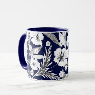 Taza Mugre de flores blancas
