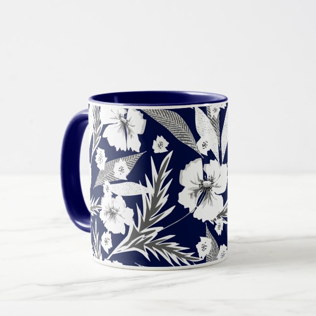 Taza Mugre de flores blancas (Anverso izquierdo)