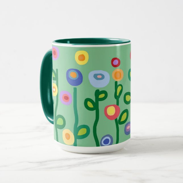 Taza Mugre de flores de arte (Anverso izquierdo)