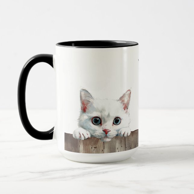 Taza Mugre de gato blanco ruso (Izquierda)