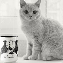 Mugre de gato blanco y negro monograma