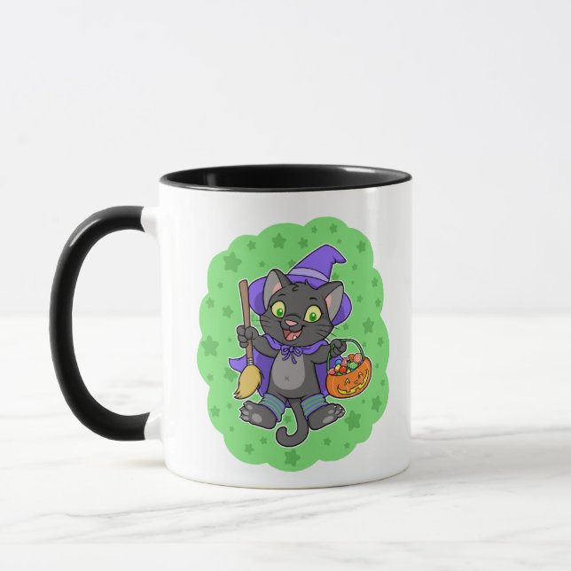 Taza Mugre de gato brujo de Halloween (Izquierda)