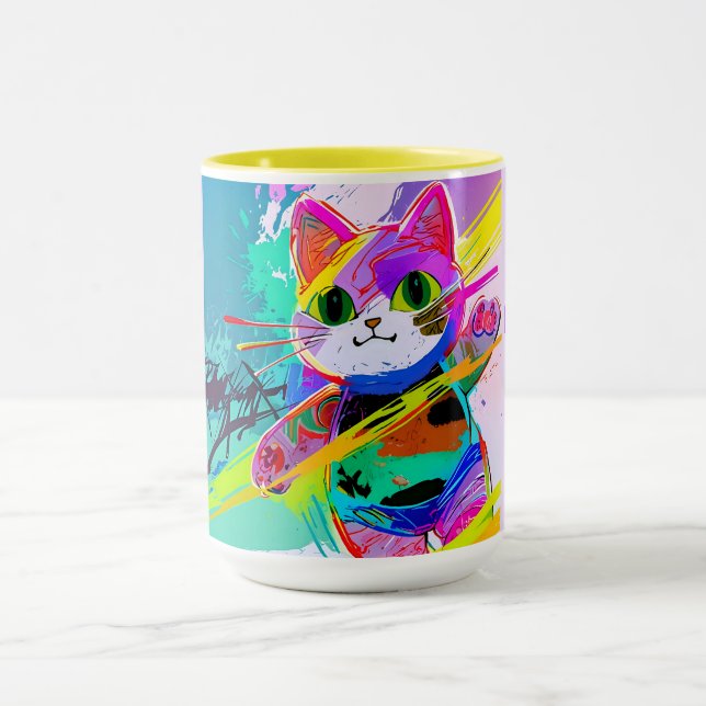 Taza Mugre de gato fresco y estilizado (Centro)