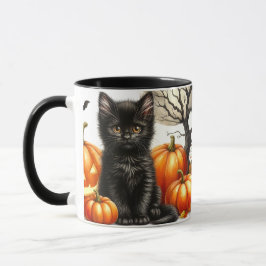 Taza Mugre de gato negro de Halloween