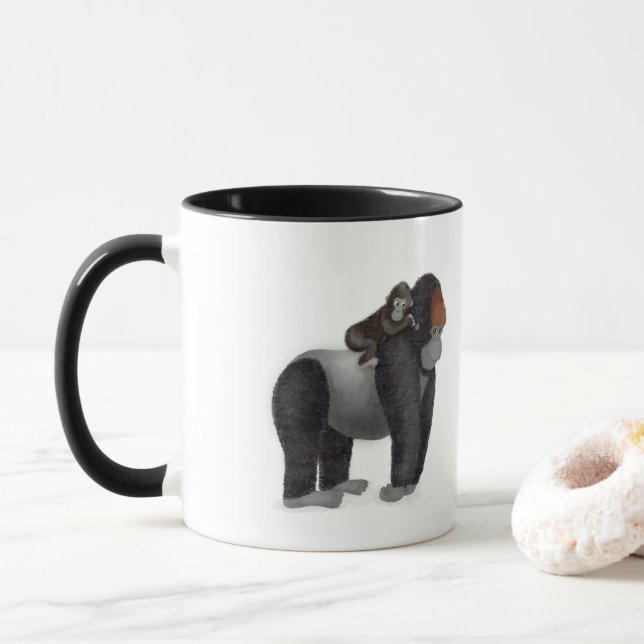 Taza Mugre de gorila y bebé 'gran papá' (Con donut)