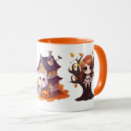 Taza Mugre de Halloween con mango de naranja