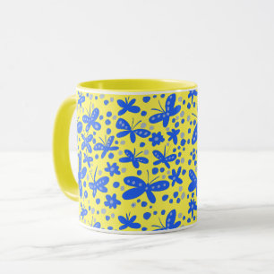 Taza Mugre de mariposas azules