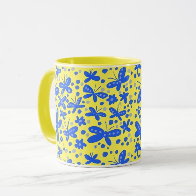 Taza Mugre de mariposas azules (Anverso izquierdo)