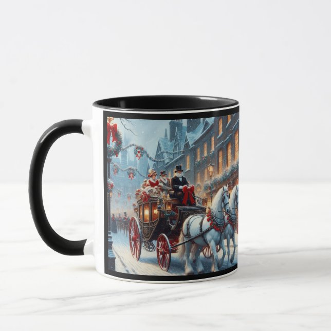 Taza Mugre de Navidades de caballos y Carraige (Izquierda)