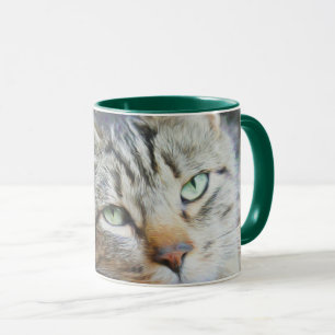 Taza Mugre de ojos de gato verde