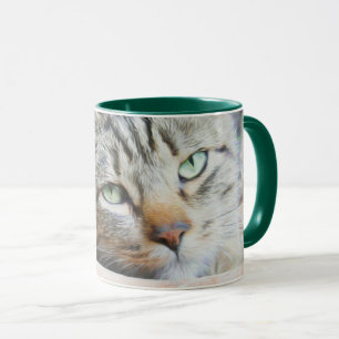 Taza Mugre de ojos de gato verde