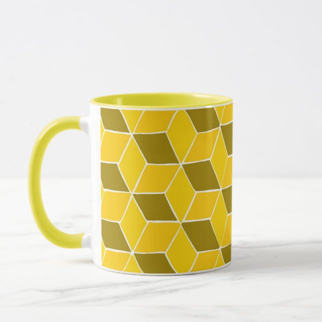 Taza mugre de patrón amarillo (Izquierda)