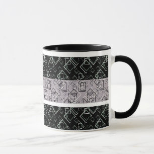 Taza Mugre de patrón retro negro y gris