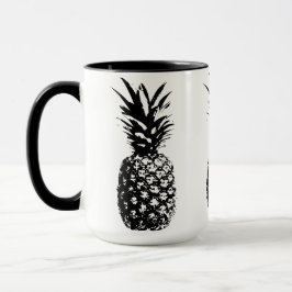 Taza Mugre de piña estampada negra