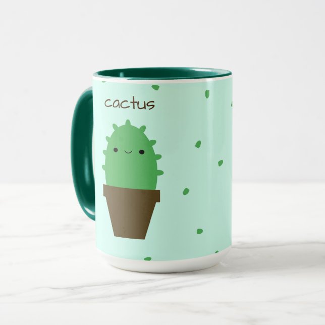 Taza Mugre de planta de Cactus kawaii (Anverso izquierdo)