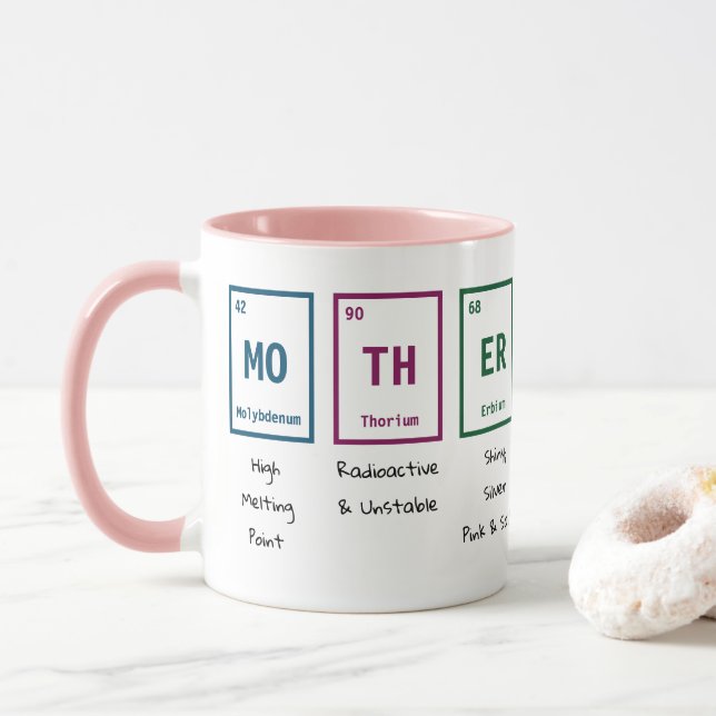 Taza Mugre de regalo de MADRE de mesa periódica (Con donut)