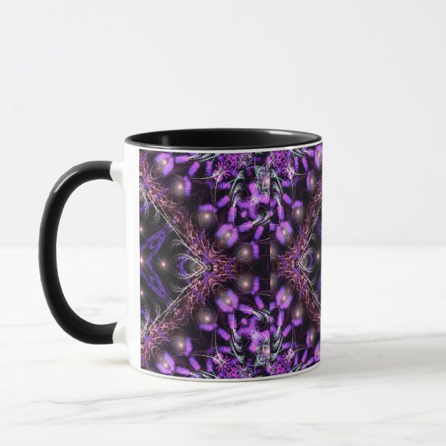 Taza Mugre de taxista fractal de luz púrpura (Izquierda)