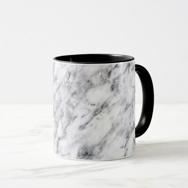 Taza Mugre de textura de mármol Mugre blanco y negro (Anverso derecho)