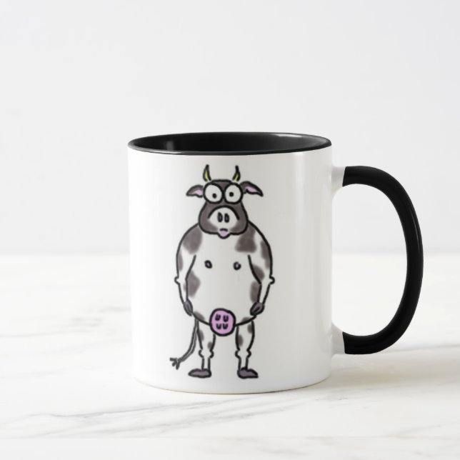 Taza Mugre de vaca blanca y negra (Derecha)
