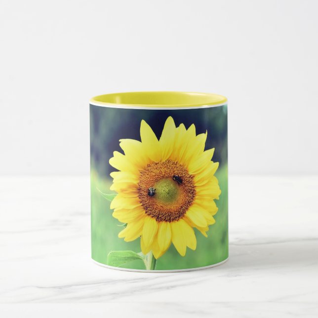Taza Mugre feliz de cerámica de girasol (Centro)