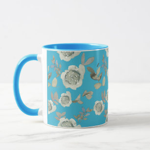 Taza Mugre floral azul claro