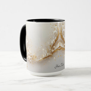 Taza Mugre floral de oro blanco