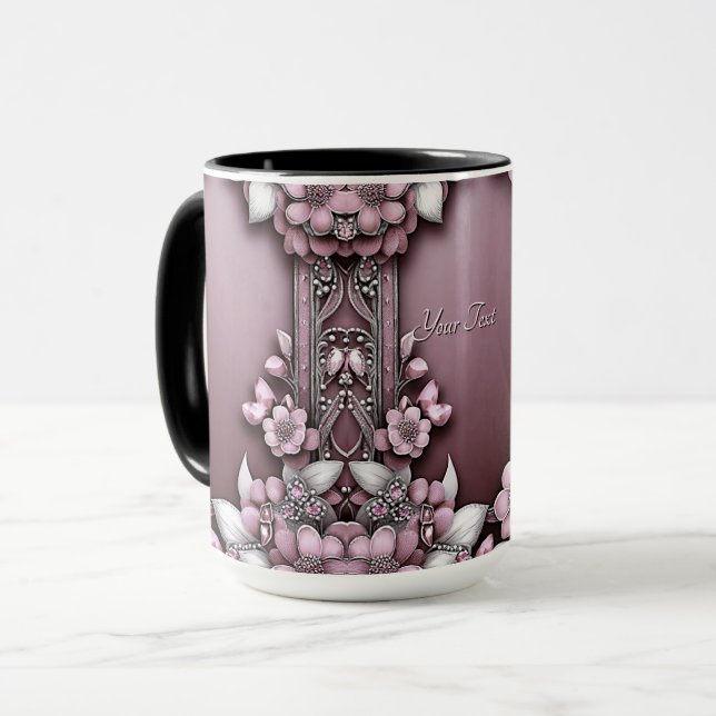 Taza Mugre floral rosa (Anverso izquierdo)
